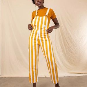 XL Yellow Striped Big Bud Press Overalls